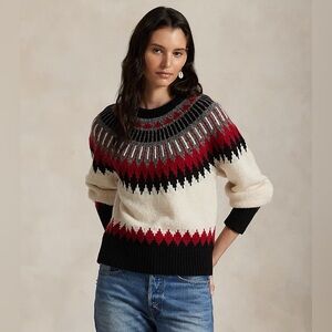 Ralph Lauren Women's Fair Isle Sweater - Black, Red, Cream